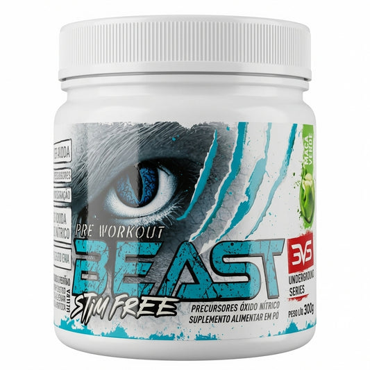 Pré-Treino Beast Stim Free Maçã Verde 300g — sem cafeína