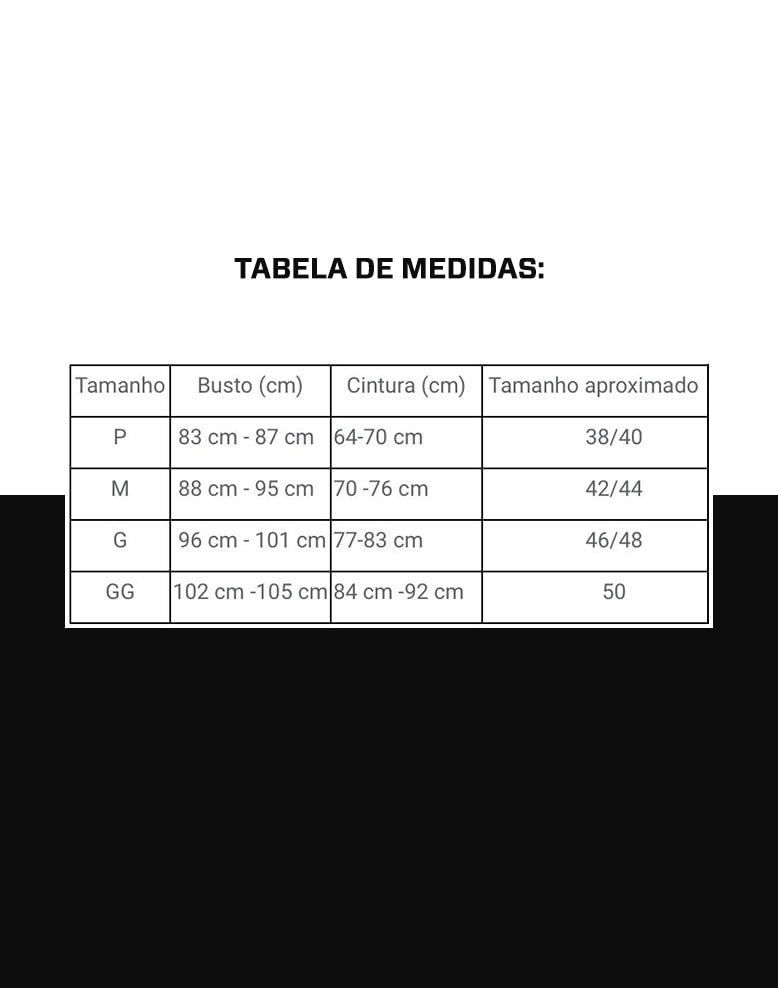 Tabela de medidas Top Cart3l 3VS · busto e cintura cm