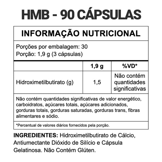 HMB 1500mg — informação nutricional e ingredientes