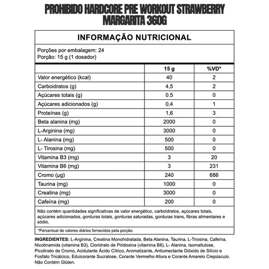 Pré-Treino Prohibido Hardcore - 360g | 3VS Nutrition — imagem 2