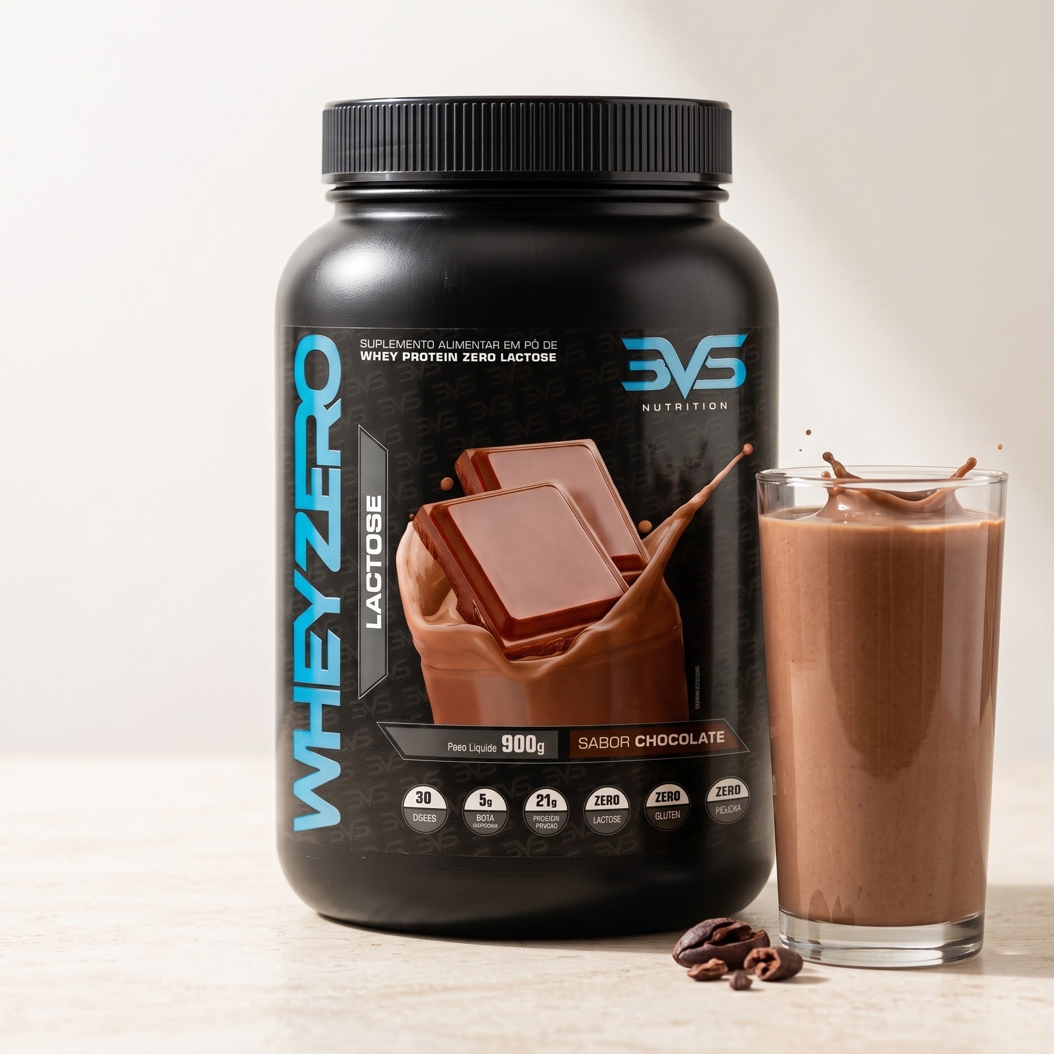 Whey Zero Lactose 3VS · baixo teor de lactose · 21g de proteína por dose · 900g