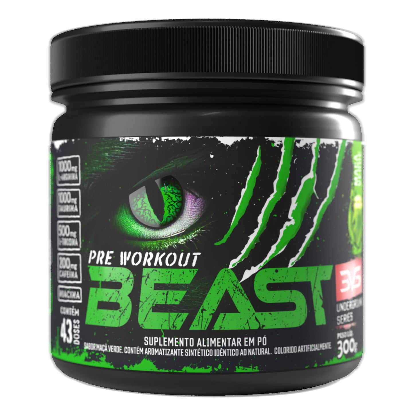 Pré-Treino Beast Original 300g sabor Maçã Verde