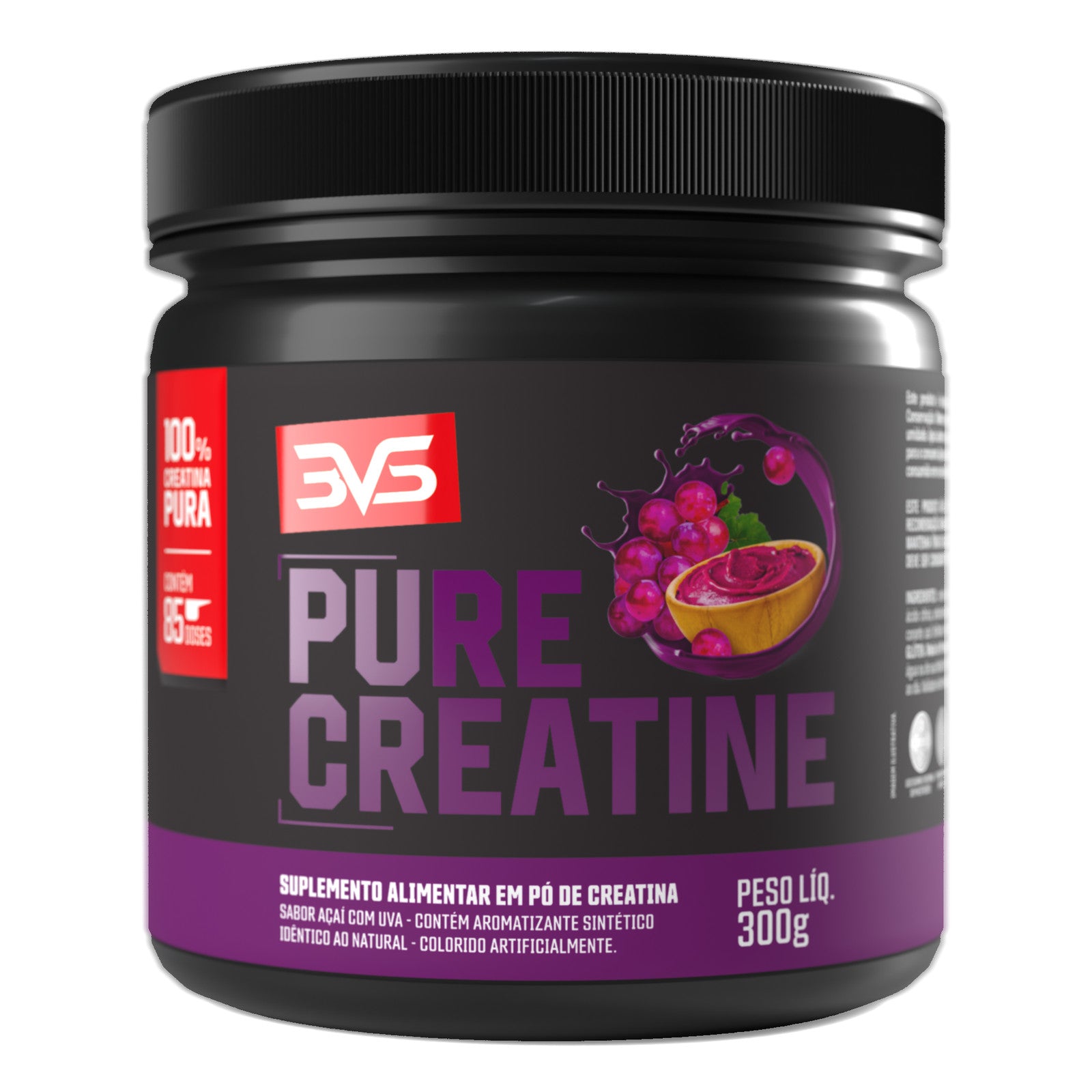 Creatina Pure Monohidratada Saborizada 300g sabor Acai com Uva