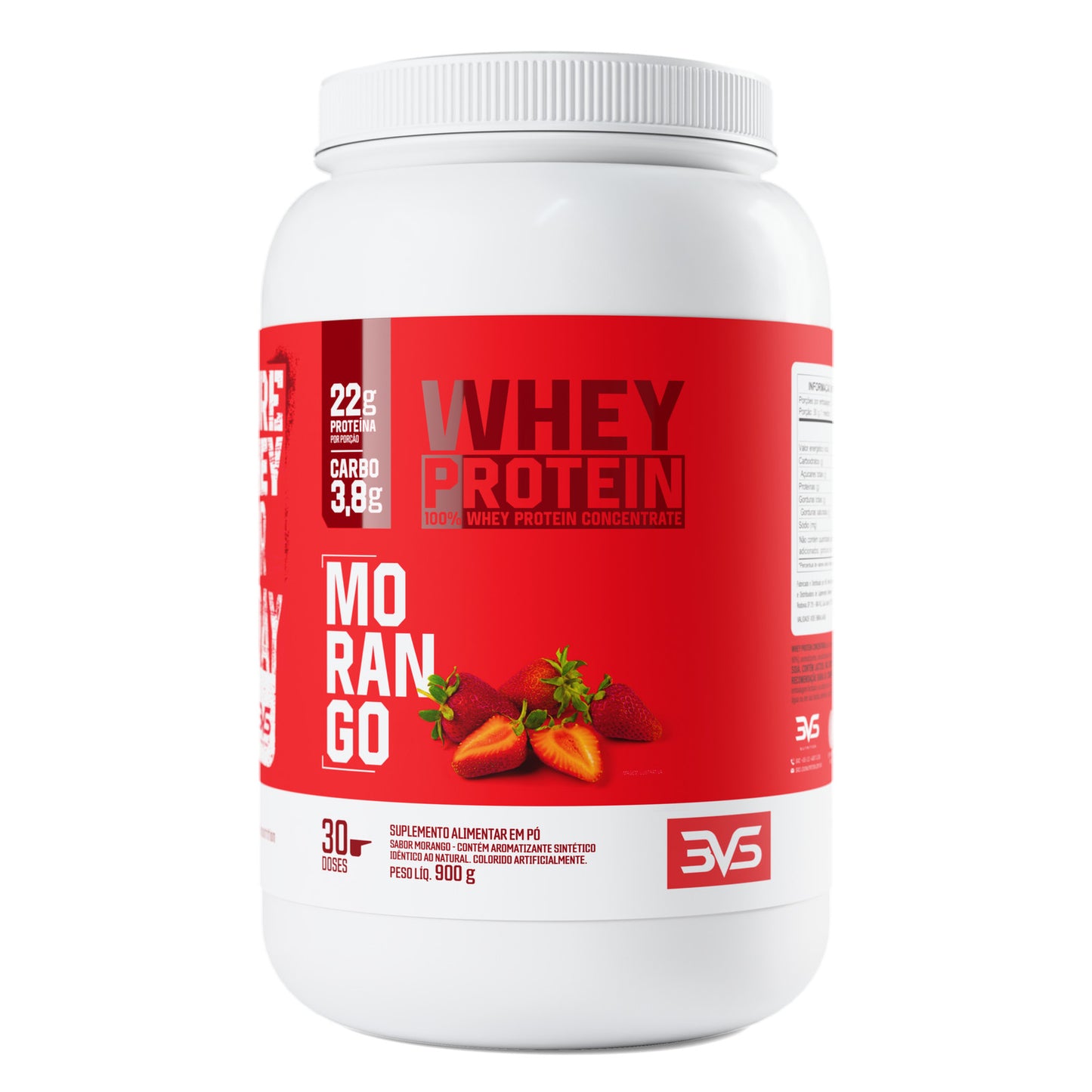 Whey Protein Concentrado 900g sabor Morango