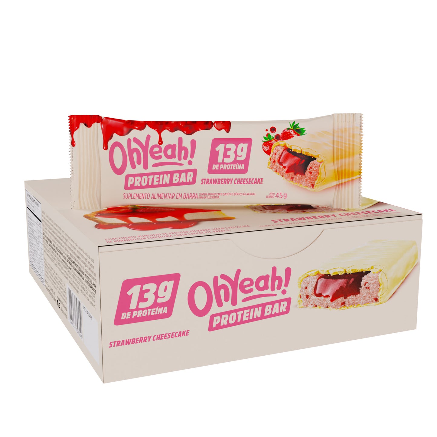 Barra de Proteína OhYeah! Strawberry Cheesecake — caixa com 12