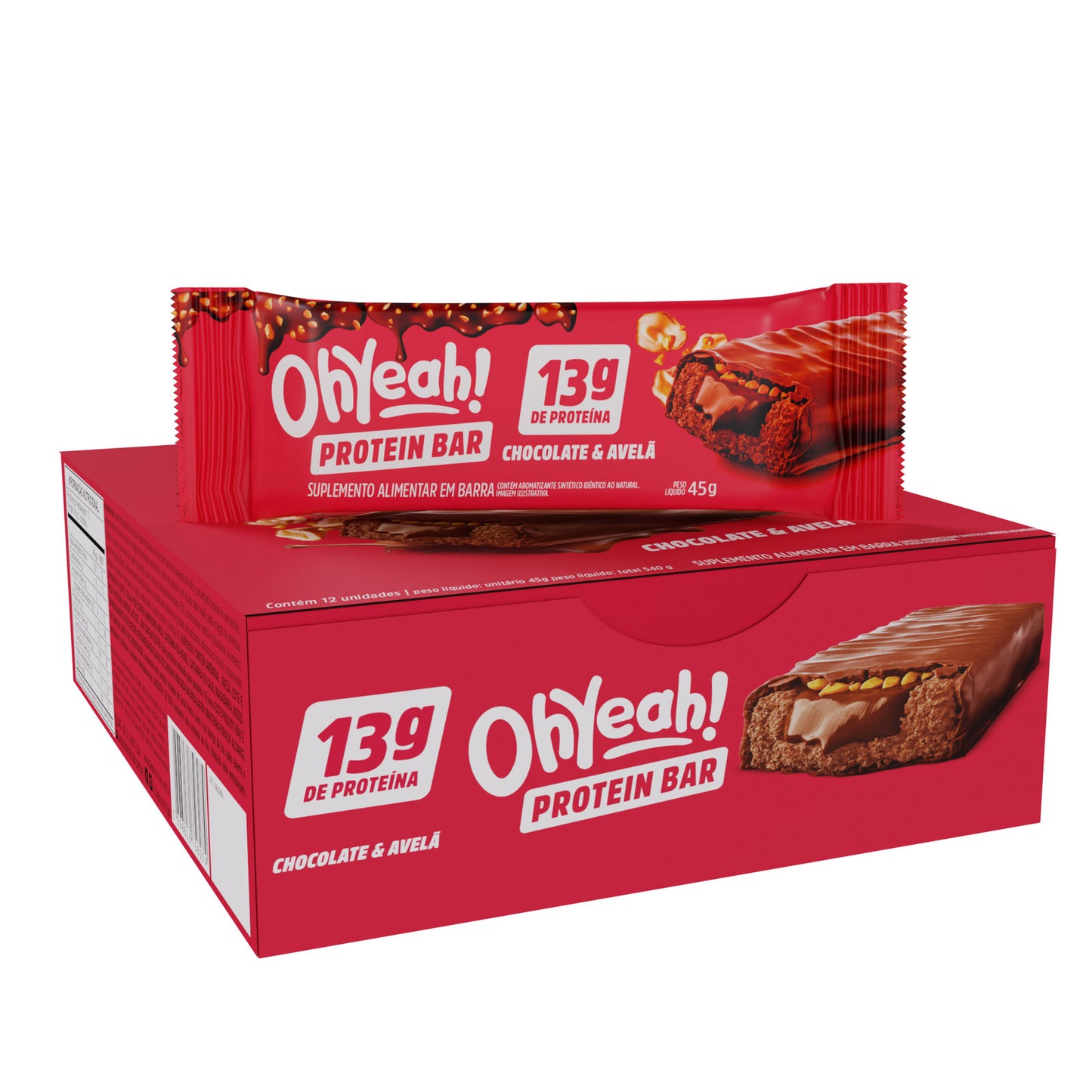 Barra de Proteína OhYeah! Chocolate e Avelã — caixa com 12
