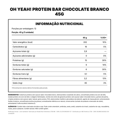 Tabela nutricional e ingredientes