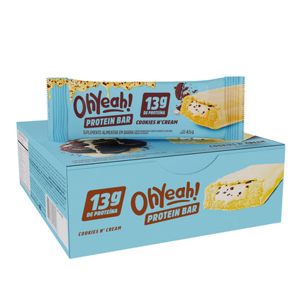 Barra de Proteína OhYeah! Cookies 'n Cream — caixa com 12