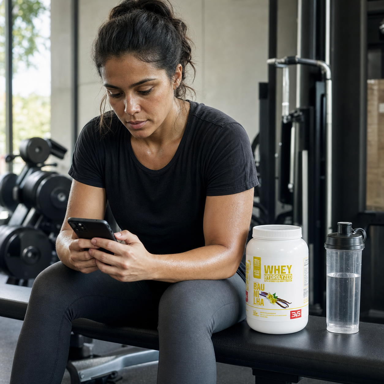 Whey Hidrolisada 900g sabor Baunilha entre sessões de treino