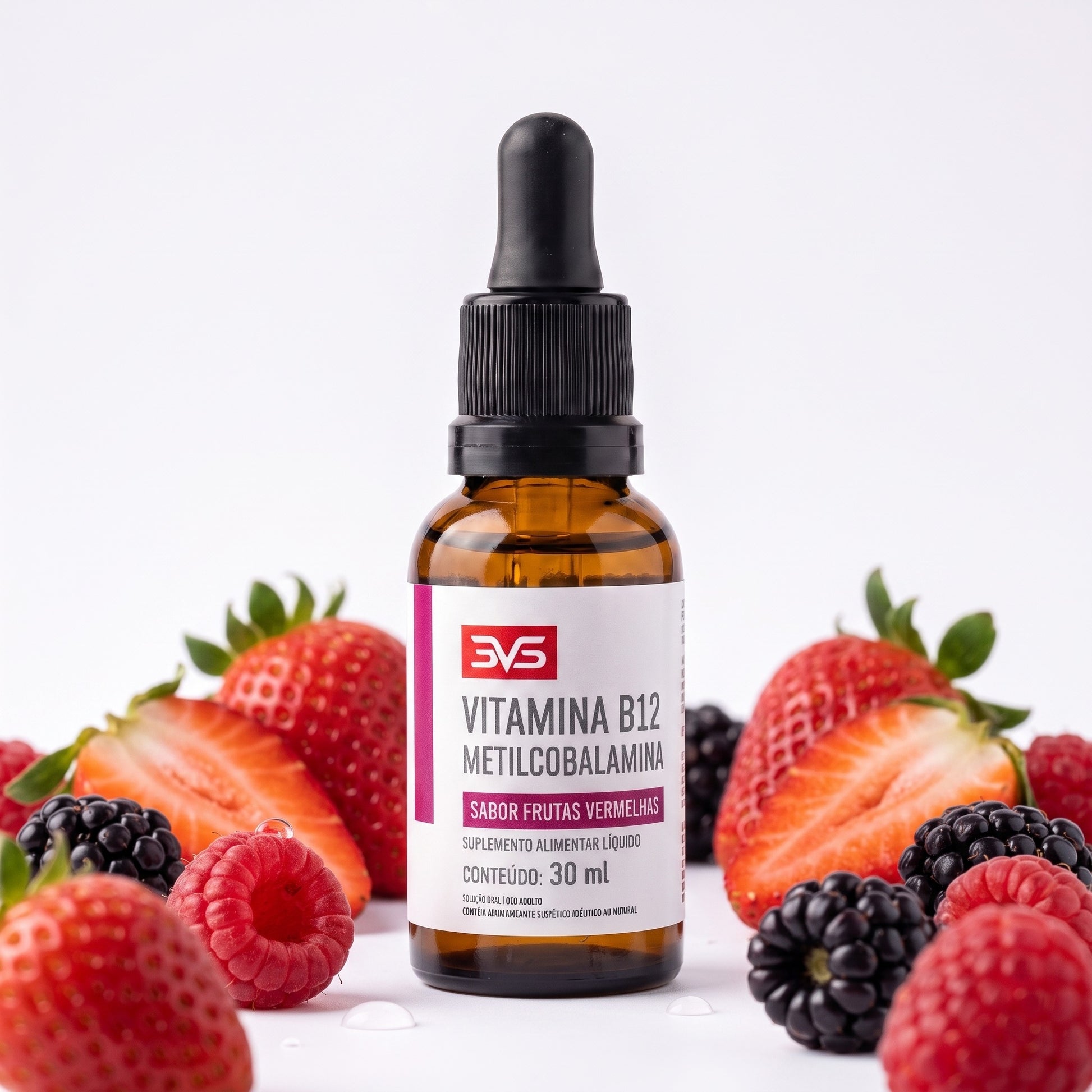 Vitamina B12 Metilcobalamina Gotas 30ml 3VS — frutas vermelhas