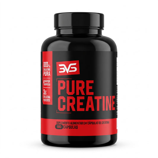 Creatina em Cápsulas Pure Creatine 3VS — 180 cápsulas, pote fundo branco
