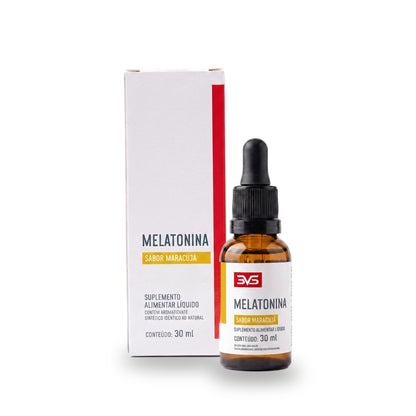Melatonina Gotas 30ml 3VS · frasco âmbar e caixa