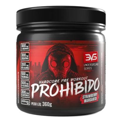 Pré-Treino Prohibido Hardcore 3VS — Strawberry Margarita 360g