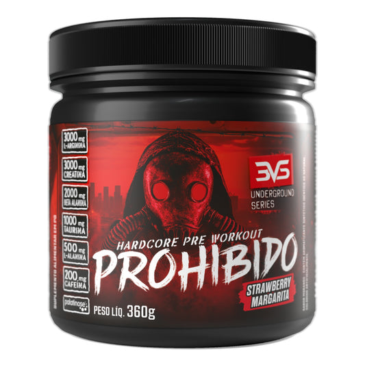 Pré-Treino Prohibido Hardcore 3VS — Strawberry Margarita 360g