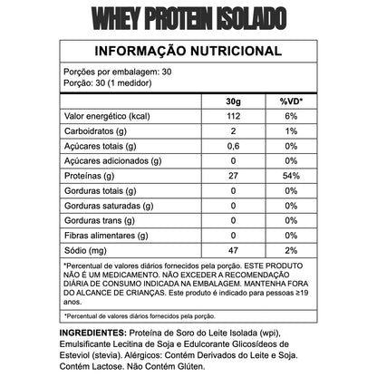 Tabela nutricional — Whey Isolado 900g — SKU 002185