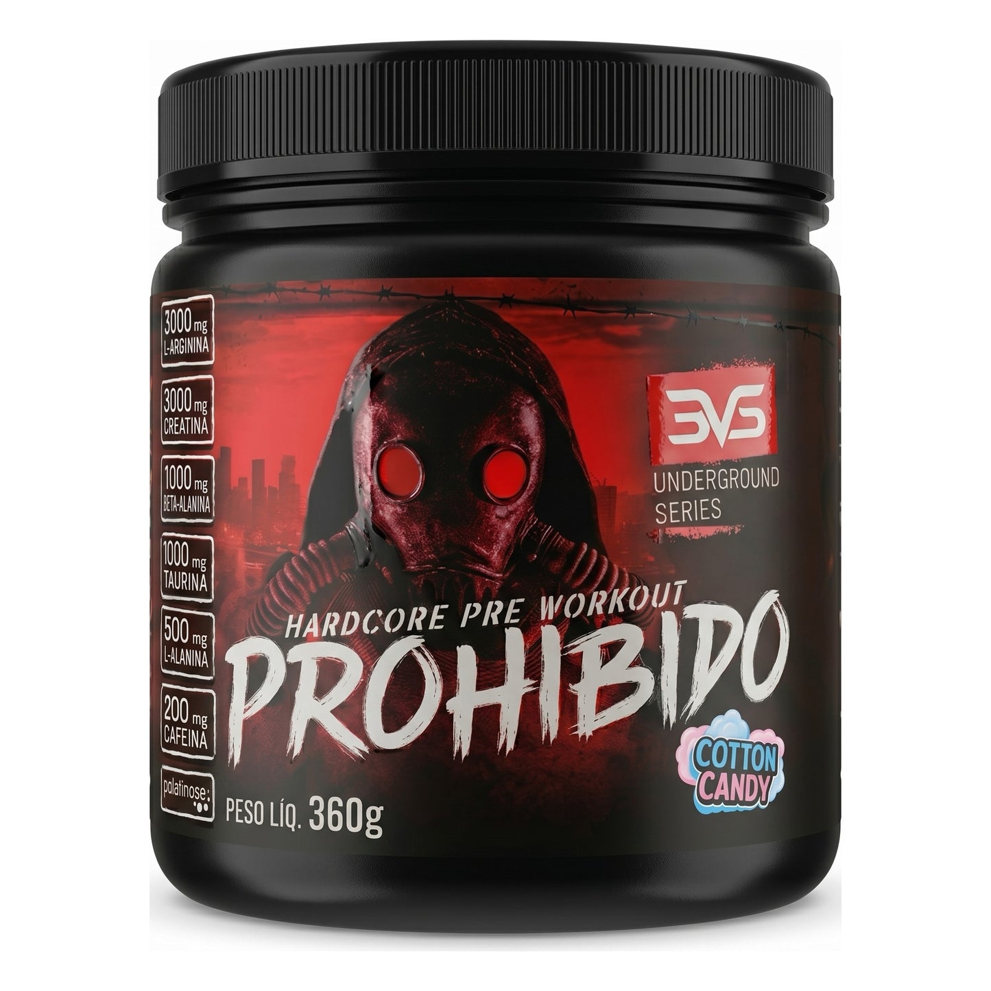 Pré-Treino Prohibido Hardcore 360g / COTTON CANDY