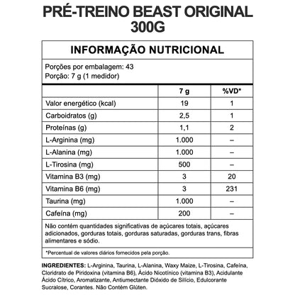 Tabela nutricional — beast