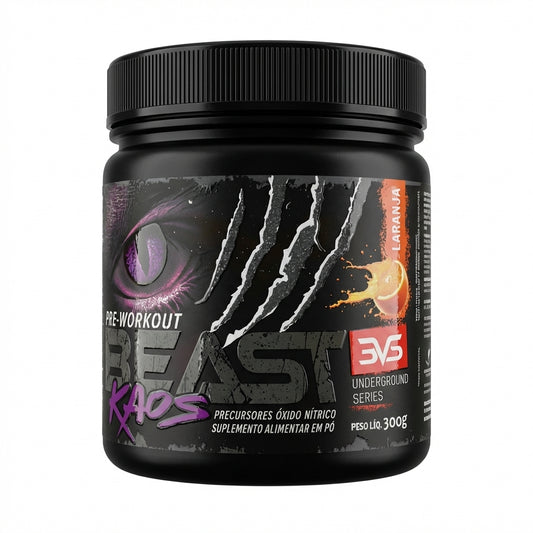 Pré-Treino Beast Kaos Laranja 300g — 400mg cafeína