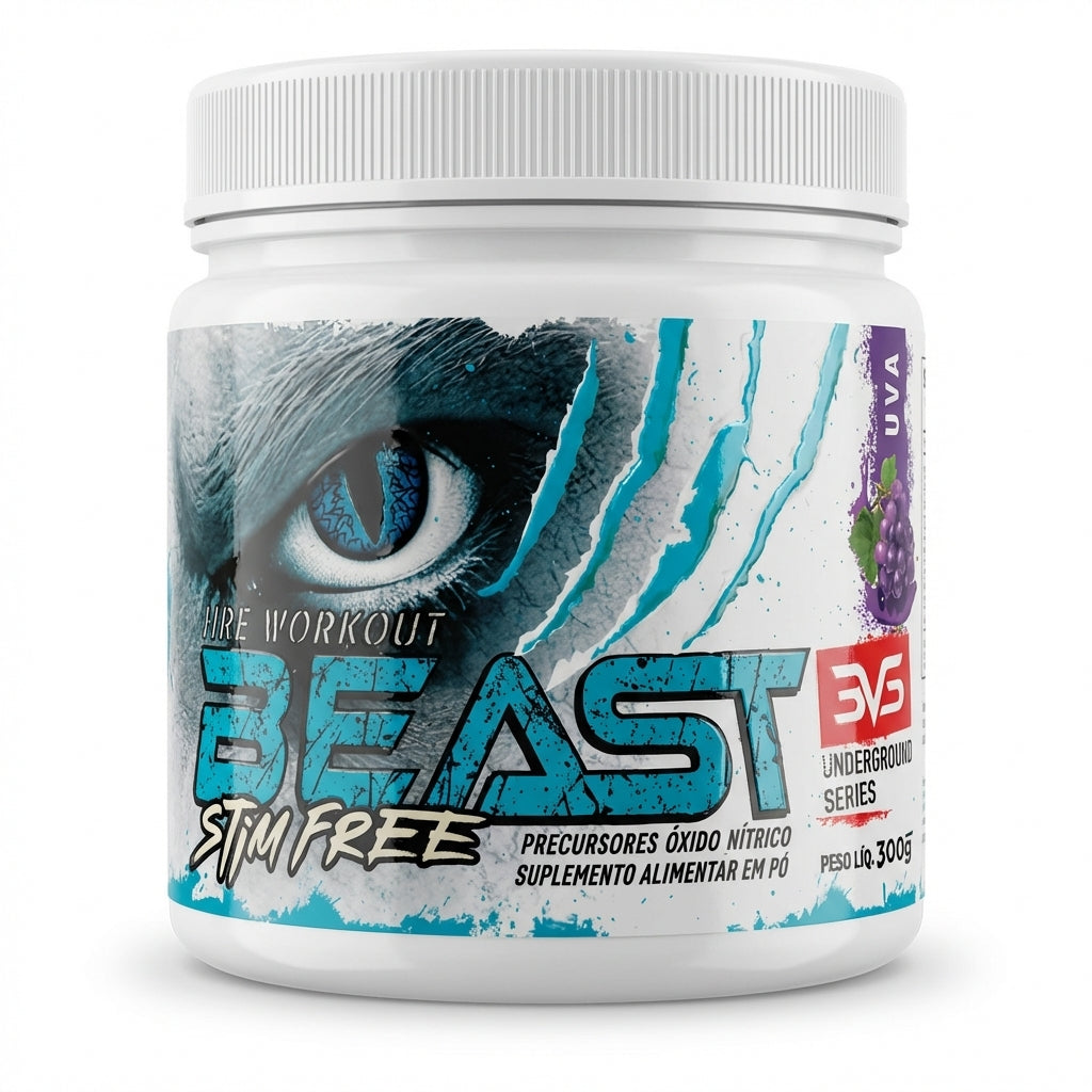 Pré-Treino Beast Stim Free Uva 300g — sem cafeína