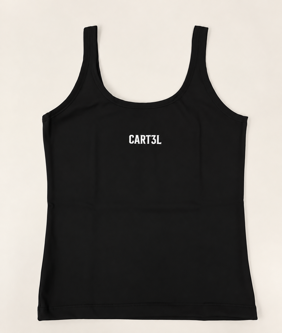 Regata CART3L em Lycra preta — detalhe da peça. Imagem ilustrativa.