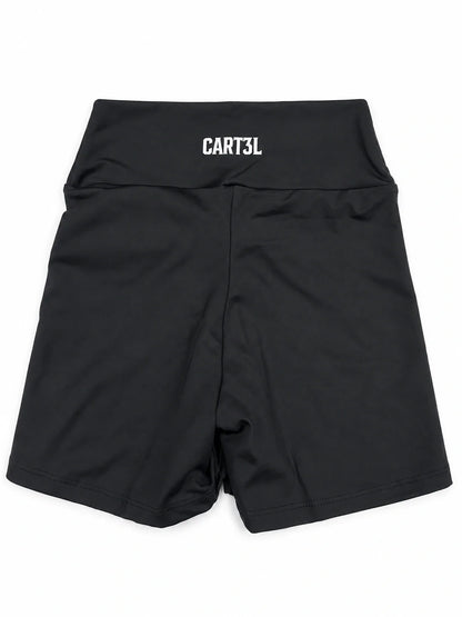 Shorts Cart3l preto, vista traseira, logo no cós