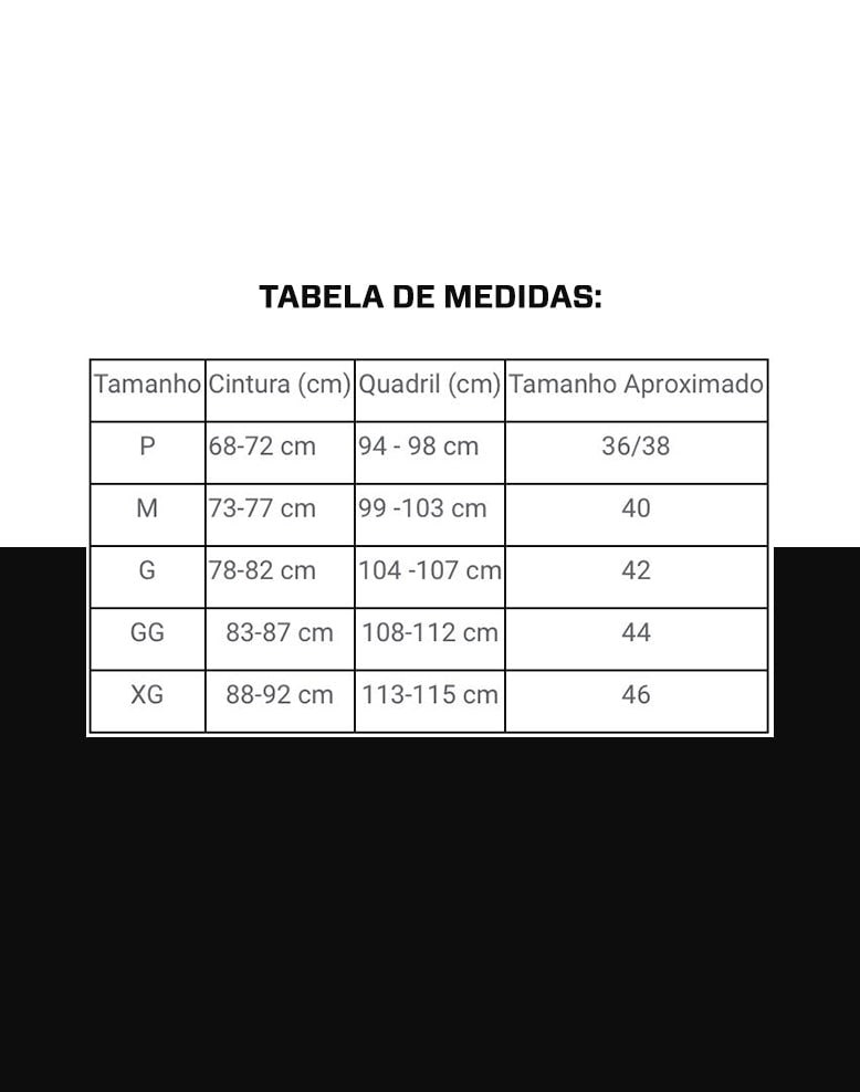 Tabela de medidas Legging Cart3l 3VS · cintura e quadril cm