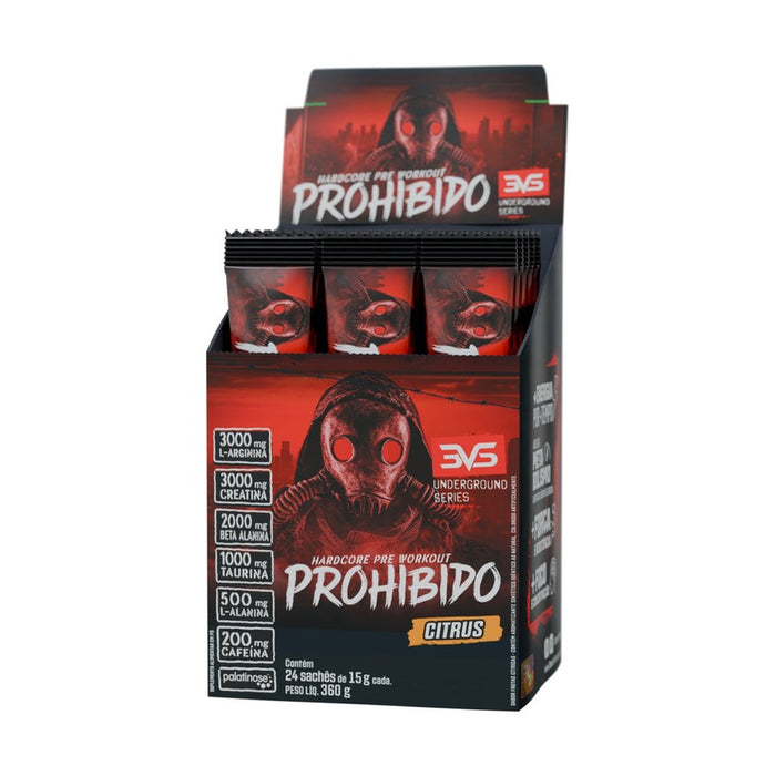 Pré-Treino Prohibido Dose 15g – Caixa com 24 Unidades