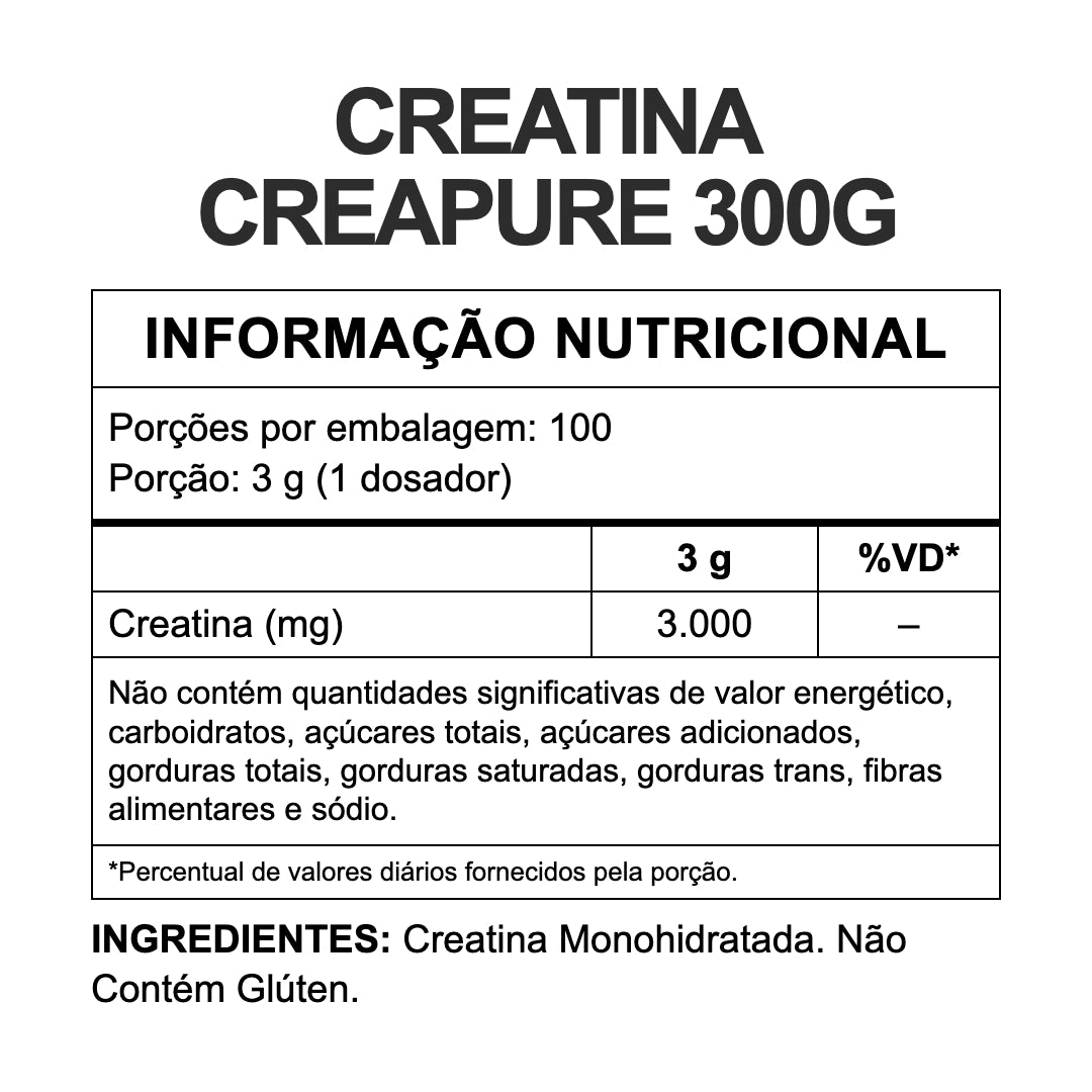 Tabela nutricional — creapure