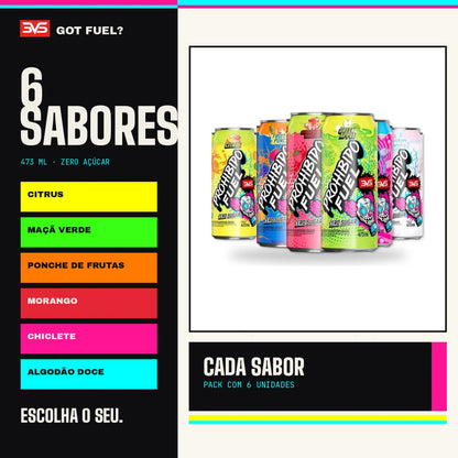 Prohibido Fuel pack com 6 latas de 473ml e variedade de sabores