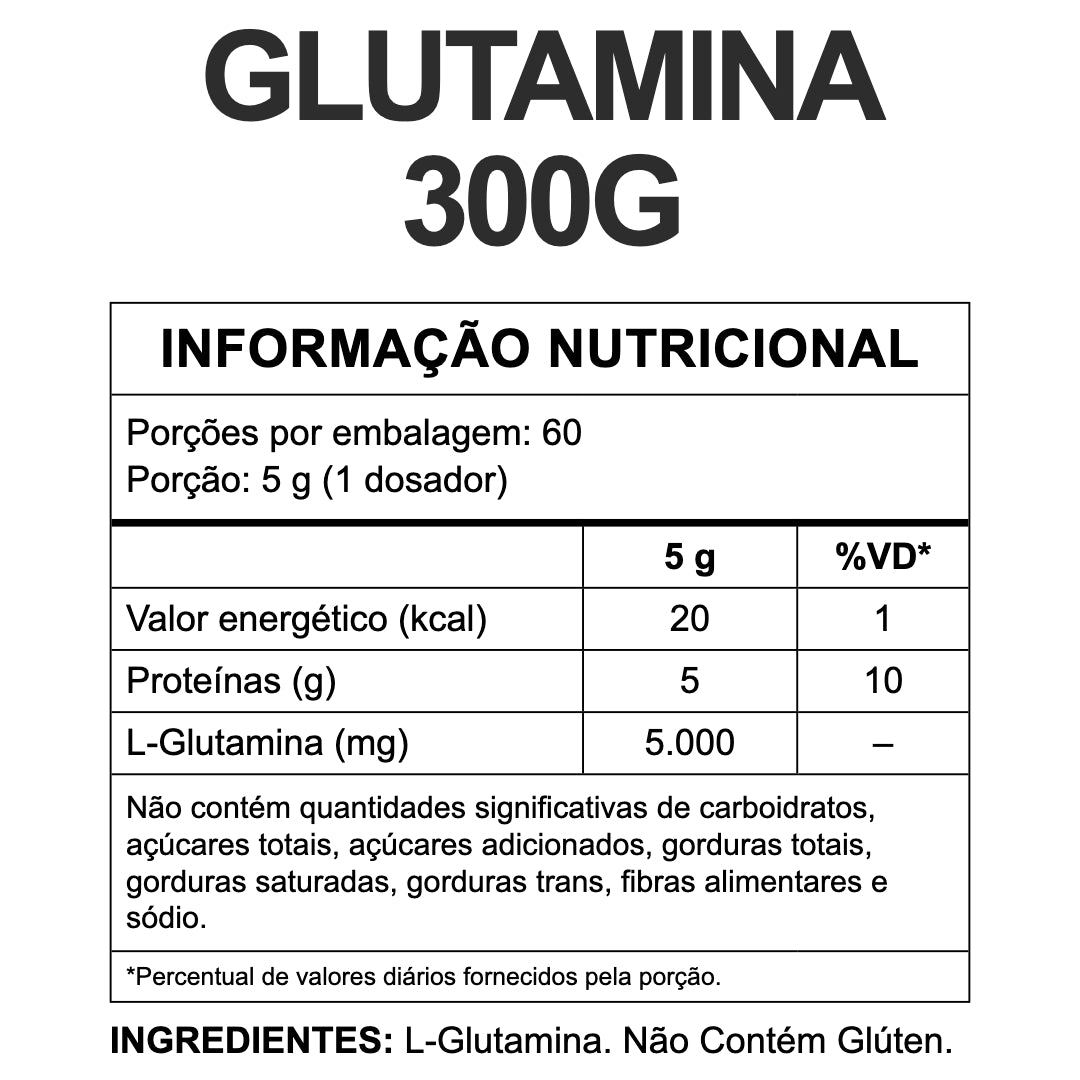 Tabela nutricional — glutamina