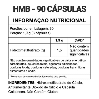 HMB 1500mg — informação nutricional e ingredientes