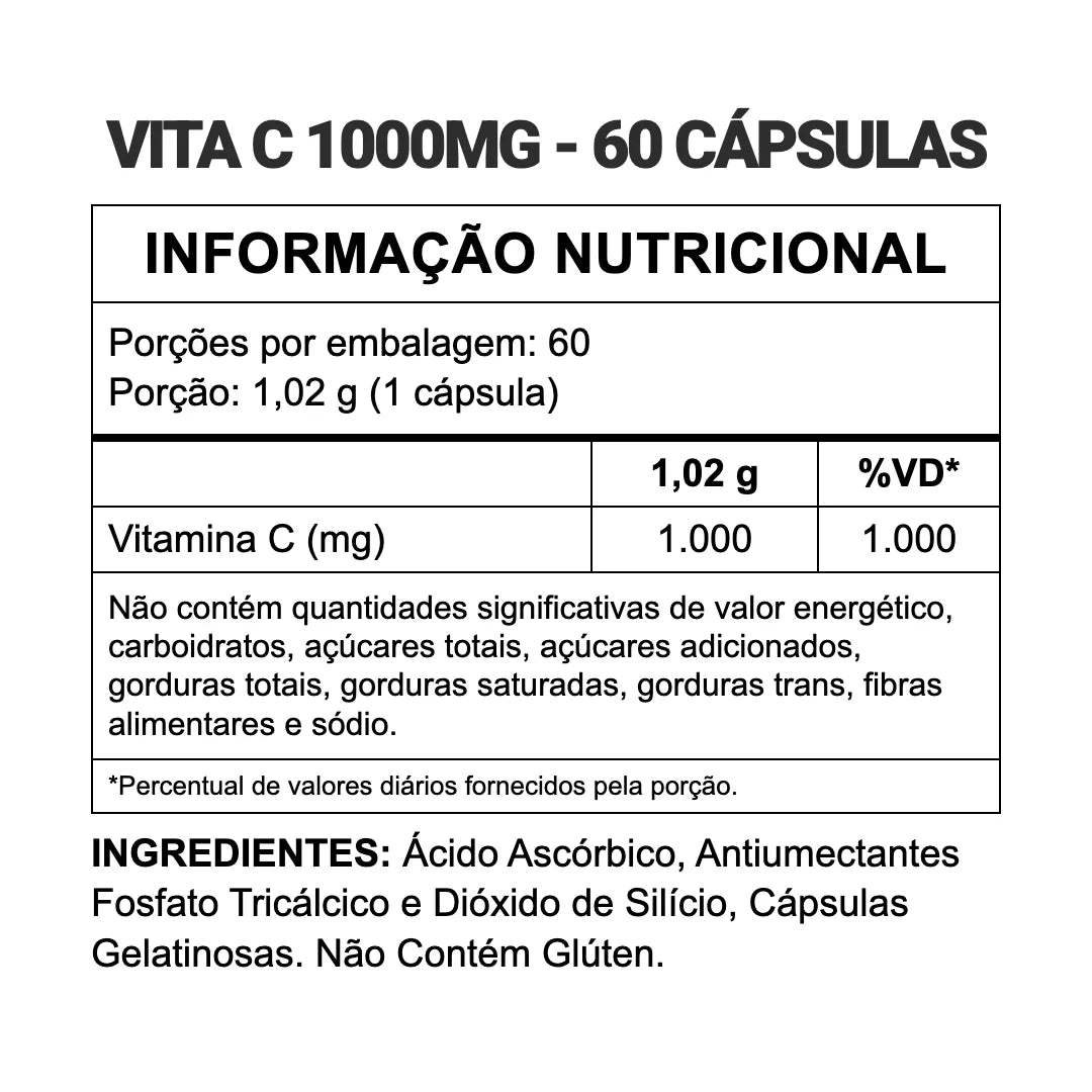Vitamina C 1000mg - 60 Cápsulas | 3VS Nutrition — imagem 2
