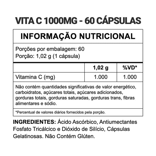 Vitamina C 1000mg - 60 Cápsulas | 3VS Nutrition — imagem 2