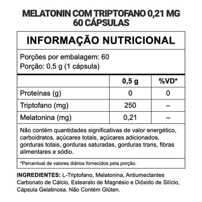 Melatonina com Triptofano 0,21mg - 60 Cápsulas | 3VS Nutrition — imagem 2