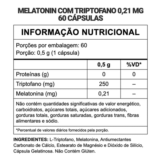 Melatonina com Triptofano 0,21mg - 60 Cápsulas | 3VS Nutrition — imagem 2