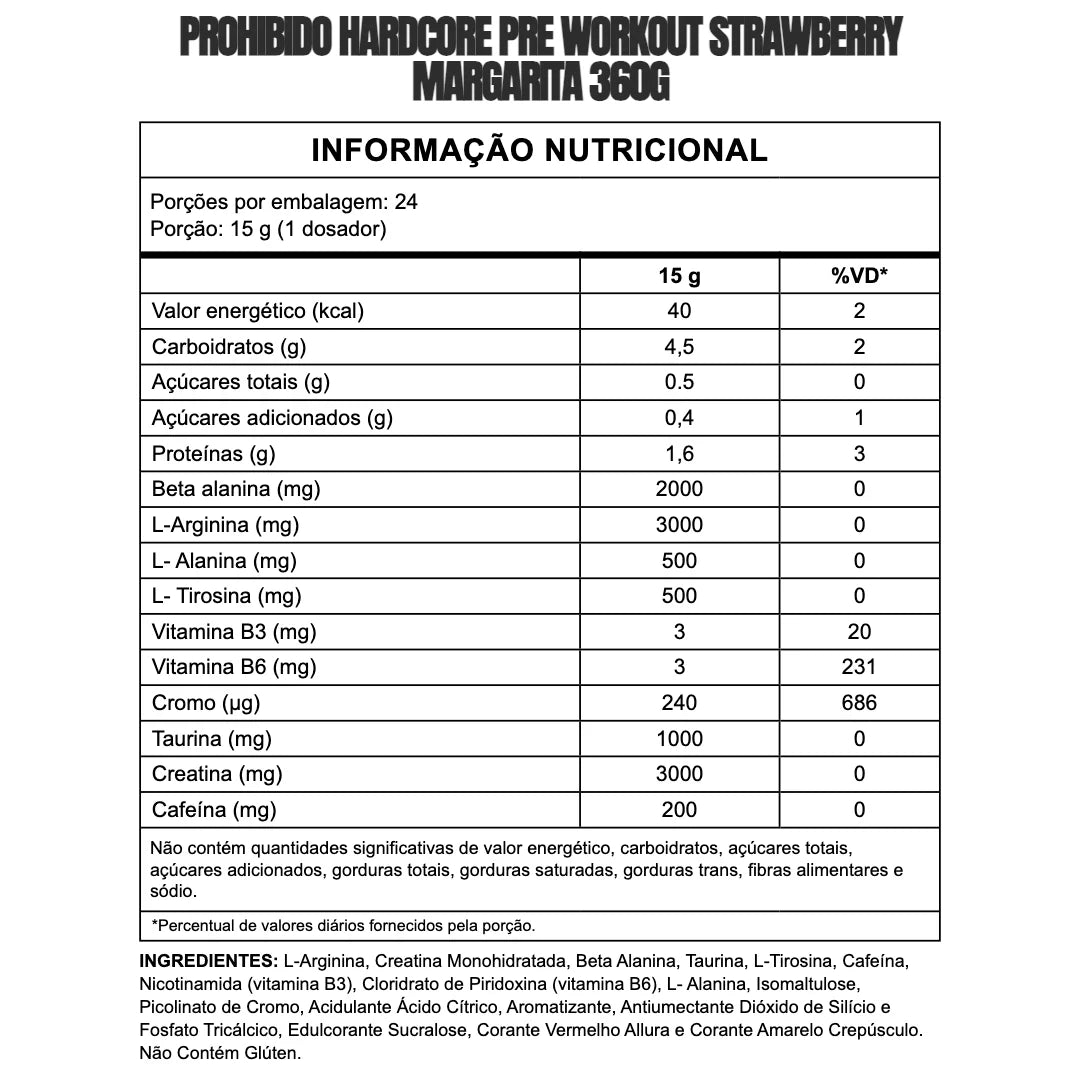 Pré-Treino Prohibido Hardcore - 360g | 3VS Nutrition — imagem 2