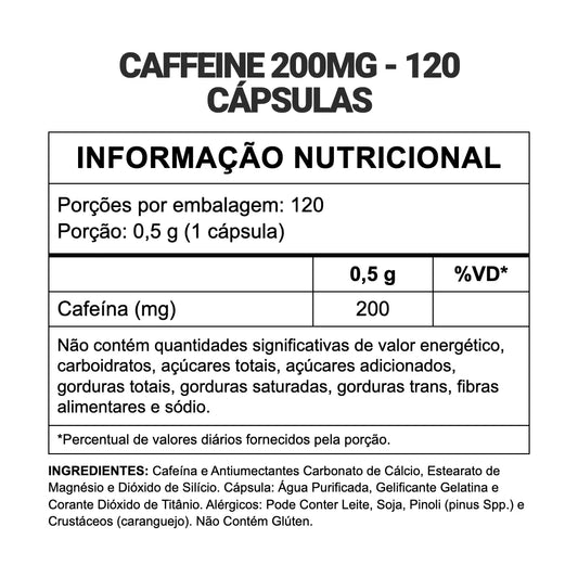 Caffeine 200mg - 120 Cápsulas | 3VS Nutrition — imagem 2