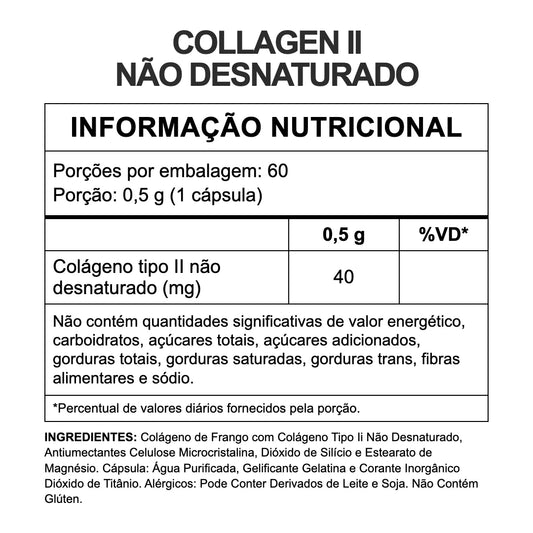 Colágeno Tipo II 40mg (Não Desnaturado) - 60 Cápsulas | 3VS Nutrition — imagem 2