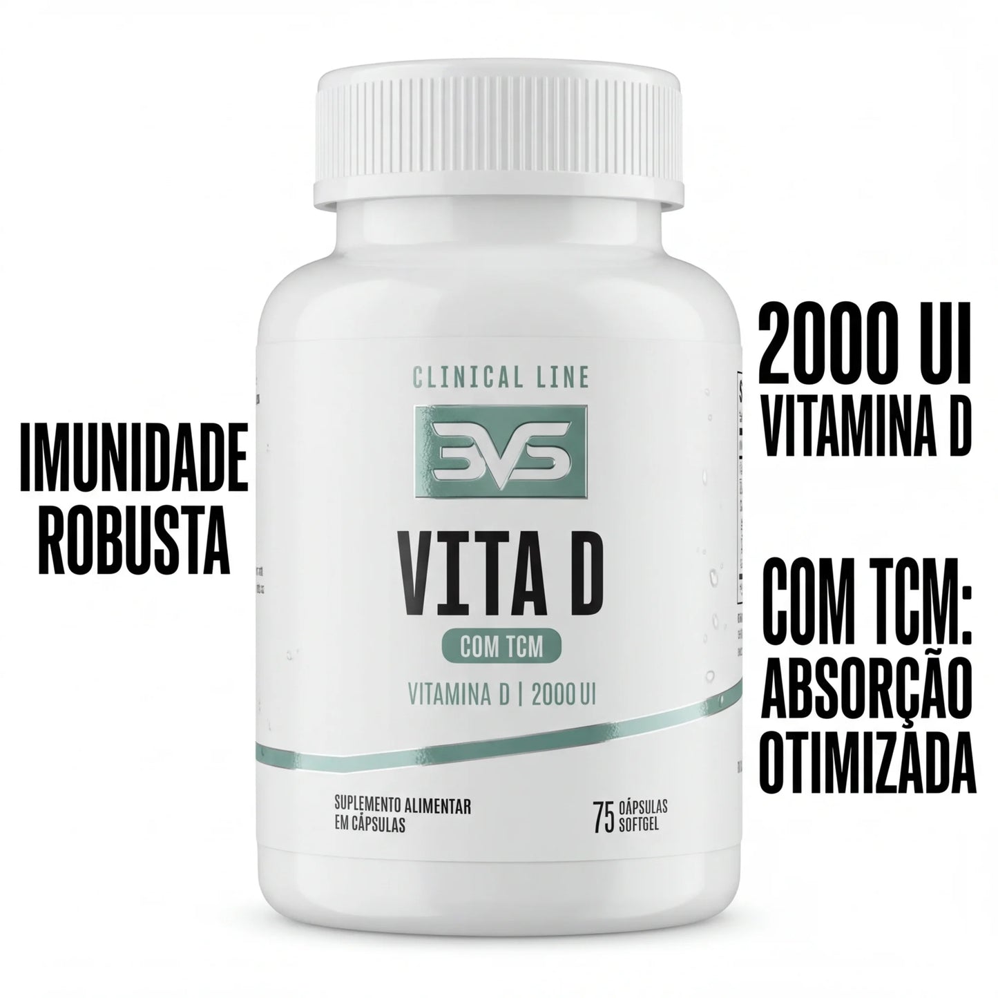 Vitamina D3 2000 UI com TCM - 75 Cápsulas Softgel | 3VS Nutrition — imagem 3