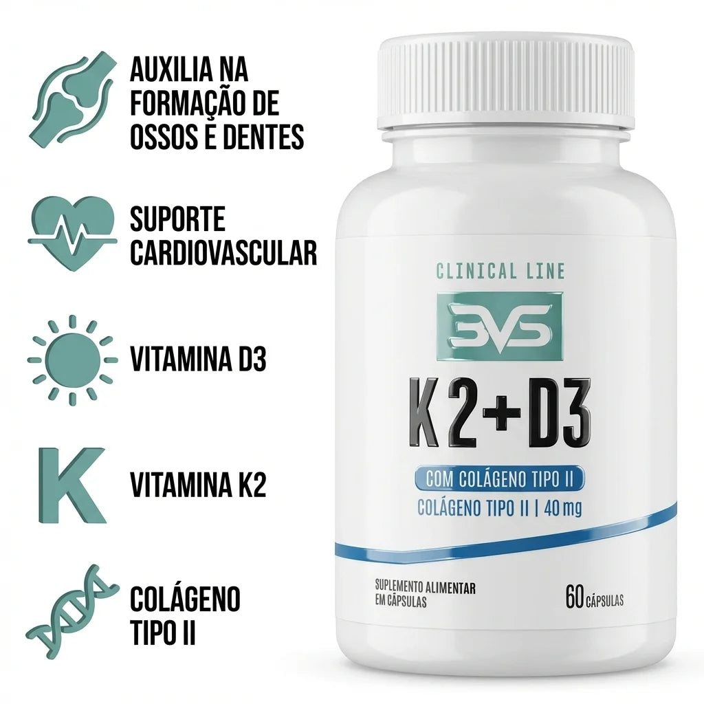 Vitamina K2+D3 com Colágeno Tipo II - 60 Cápsulas | 3VS Nutrition — imagem 3