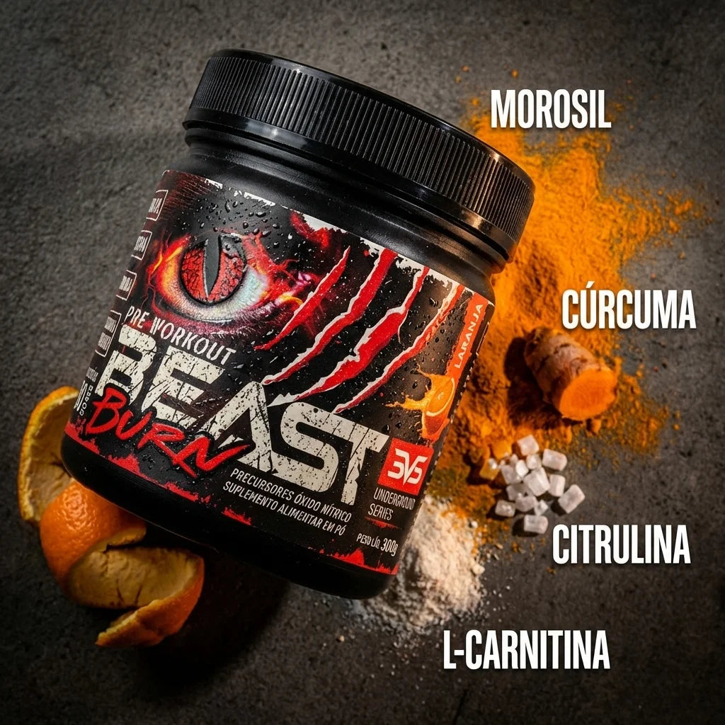 Pré-Treino Beast Burn Laranja 300g - 50 Doses | 3VS Nutrition — imagem 5