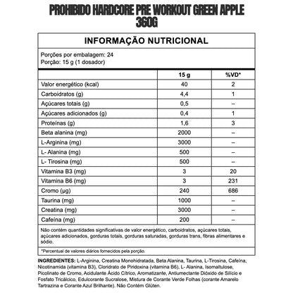 Pré-Treino Prohibido Hardcore - 360g | 3VS Nutrition — imagem 8