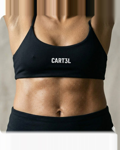 Top Cart3l 3VS preto · macro do logo CART3L em malha lycra