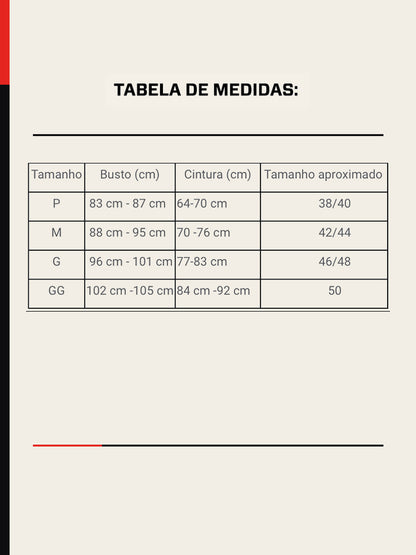 Tabela de medidas do Top Cart3l 3VS