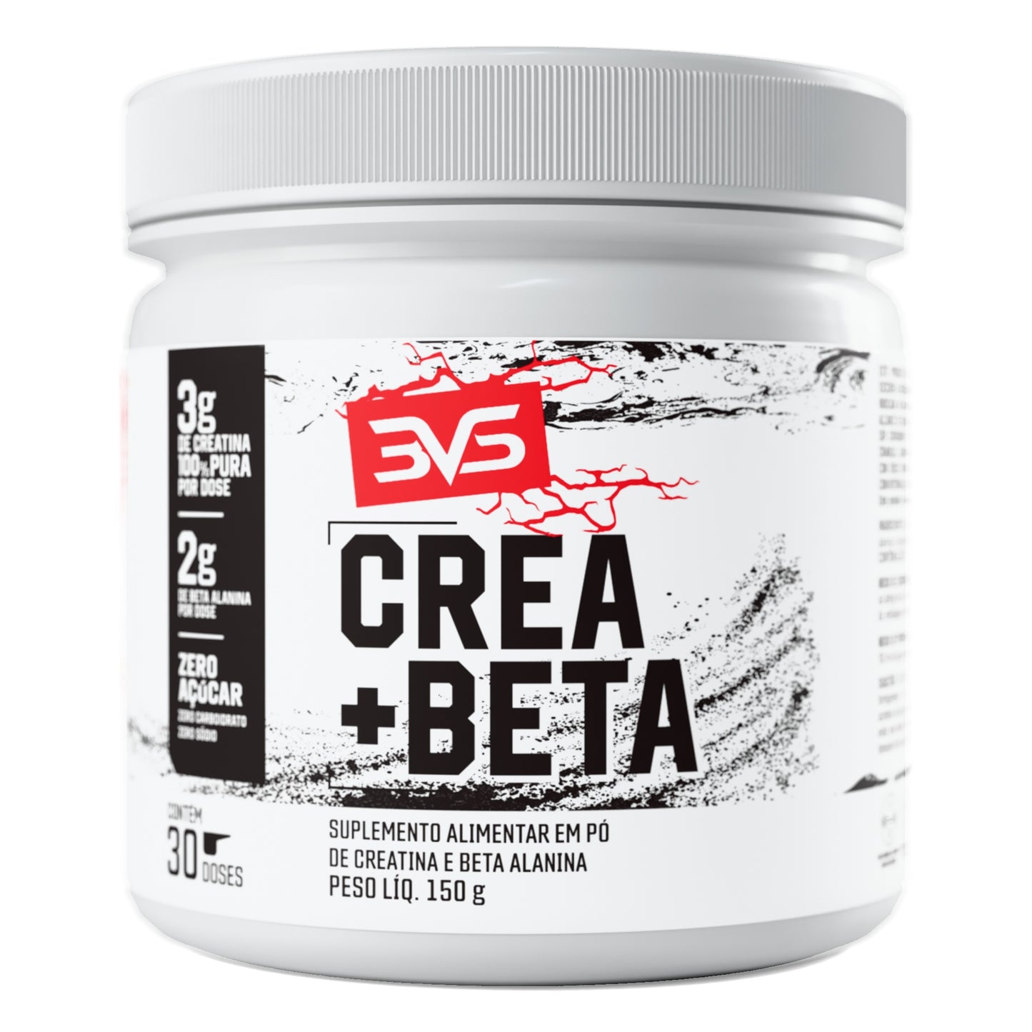 Creatina com Beta Alanina Crea+Beta 3VS Nutrition 150g — pote fundo branco