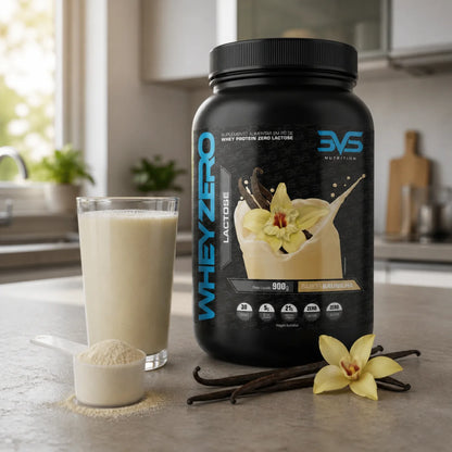 Whey Zero Lactose Baunilha 3VS com shake, dosador e baunilha