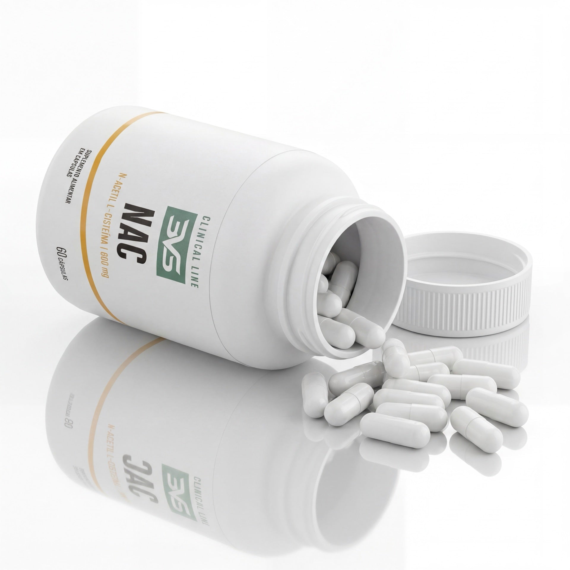 NAC 3VS Clinical · 600mg de N-acetil L-cisteína por cápsula