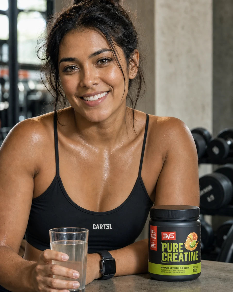 Atleta brasileira com top Cart3l e Creatina Pure sabor Cítrus 300 g 3VS