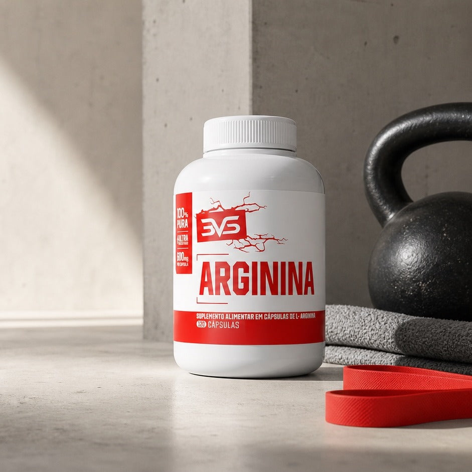 Arginina 3VS com 120 cápsulas em cenário editorial Core