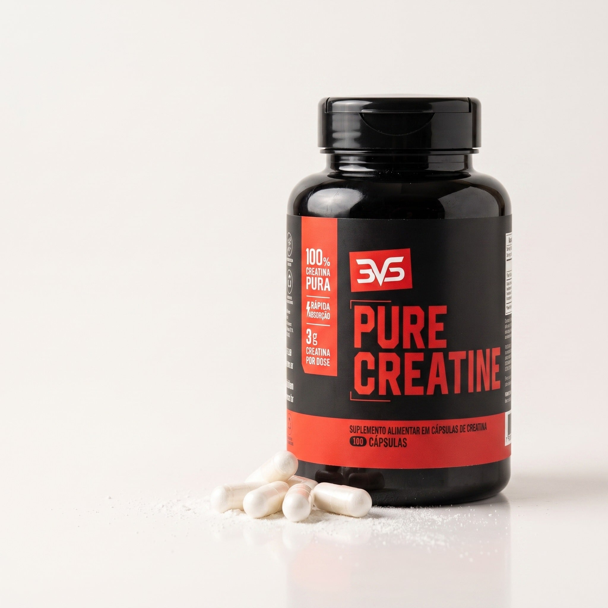 Creatina Monohidratada em Cápsulas 3VS · 100 ou 180 cápsulas · 0,75 g por cápsula · notificação Anvisa · lote rastreável